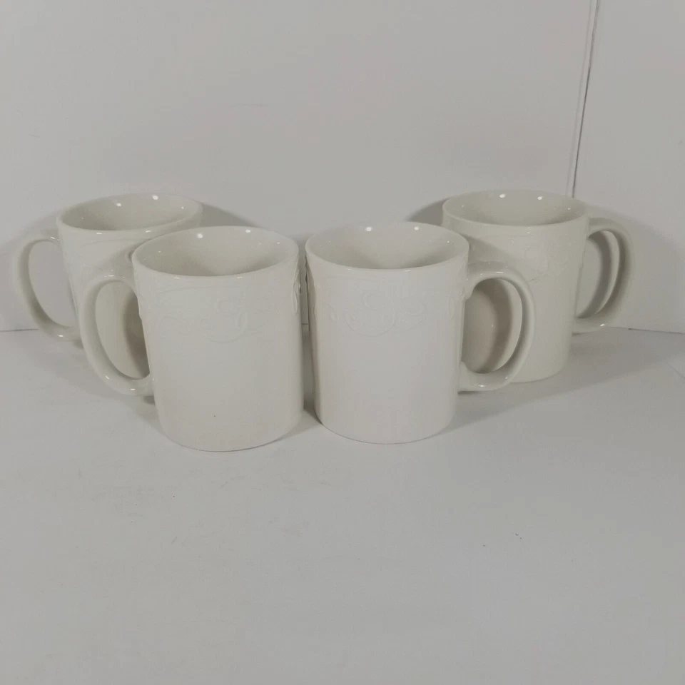 Juego de cuatro tazas de té de café confeti Pfaltzgraff rollos blancos en relieve Foto 2 de 3