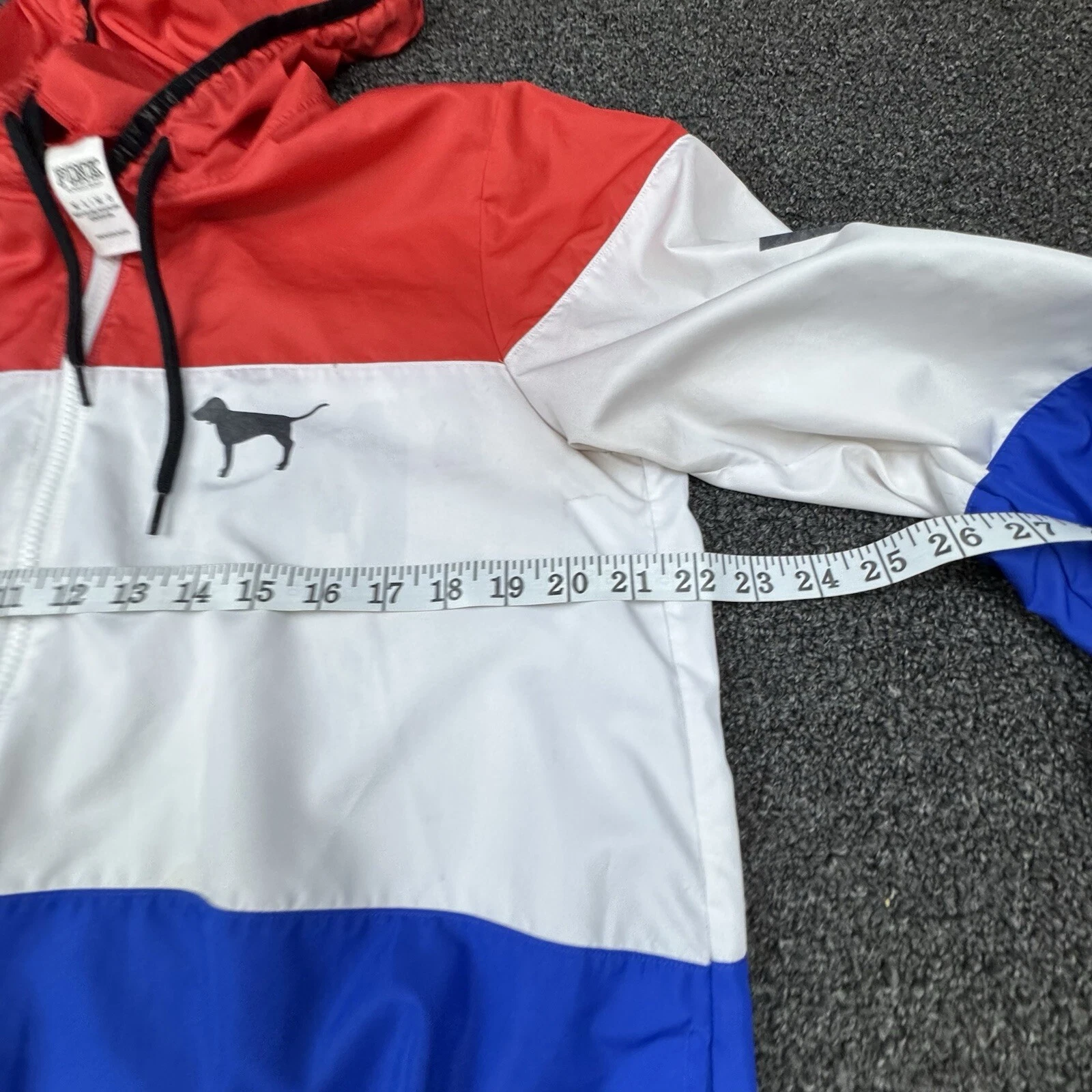 UNDERCOVER VICTORIAS SECRET ROSA Patriottico Rosso Bianco Full Zip Merica WINDBREAKER