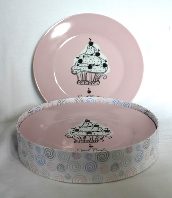Sweet Treats C R Gibson Dessert Plates Set of 4 Porcelain Decorative 8