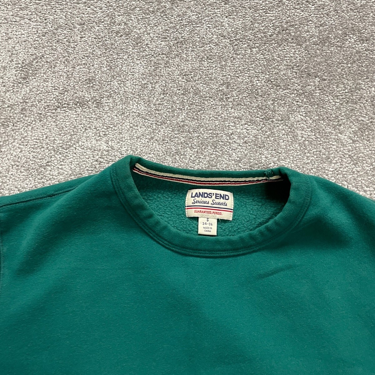 Lands' End オリーブグリーン スウェットシャツ M Lands' End Pullover Sweatshirt Mens Small Solid Green Fleece