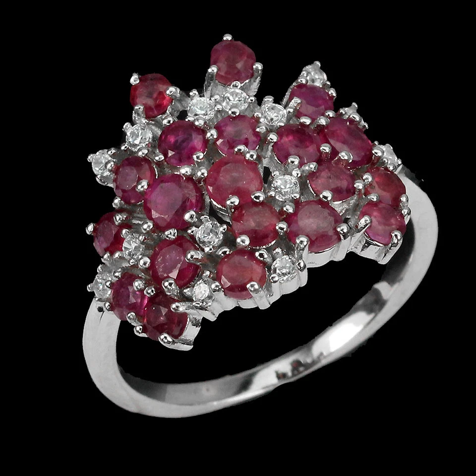 925 Sterling Silver Ring Round Ruby 3mm Simulated Cz Gemstone Jewelry Size 9 - Image 2 of 4