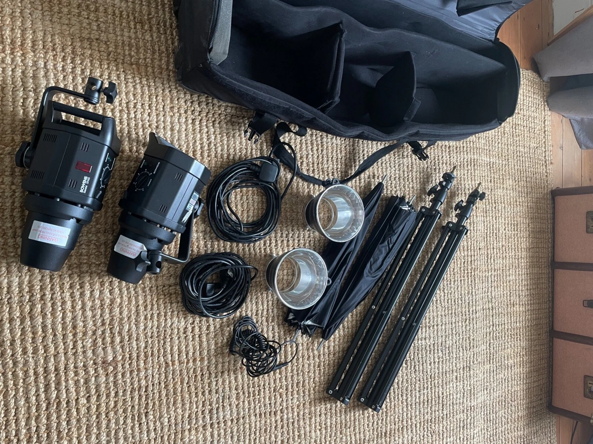 Bowens Gemini GM400 2 Head Studio Flash Outfit Stands Umbrellas Reflector Bag