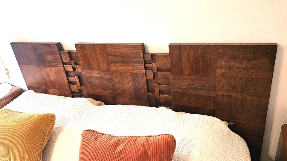 HEADBOARD  MID-CENTURY- MODERN BRUTALIS STACCATO GOOD CONDITION 60s - Image 2 of 4