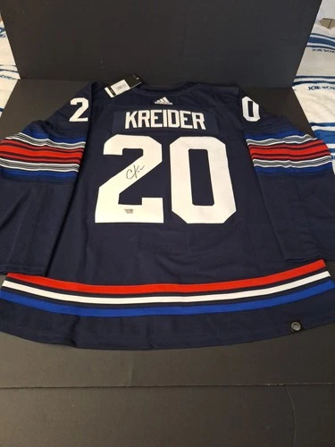 CHRIS KREIDER SIGNED N.Y. RANGERS ADIDAS HOCKEY JERSEY XL FANATICS HOLO-COA