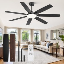Modern 62'' Ceiling Fan with Integrated LED Remote Control for Indoor Elegance