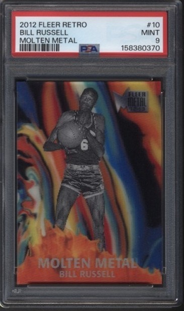 Bill Russell Molten Metal 2012-13 Fleer Retro PSA 9 Mint Card #10 Boston Celtics