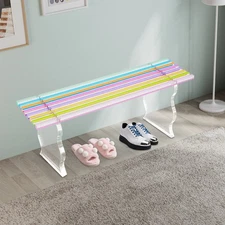 Entryway Shoe Bench Acrylic Entryway Long Bench Rainbow 35*11*16" Furniture Seat