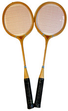 Pair Antique Wright  Ditson ACE Badminton Rackets c1940s Laminated Wood BOSTON