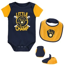 Newborn & Infant Navy/Gold Milwaukee Brewers Little Champ Three-Pack Bodysuit