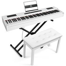 White 88Keys Full Size Weighted Hammer Action Digital Piano Keyboard Pedal,Bench