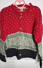 Vintage Y2k Eddie Bauer Cardigan Sweater 80 Wool 20 Alpaca Fair Isle Xtrasmall