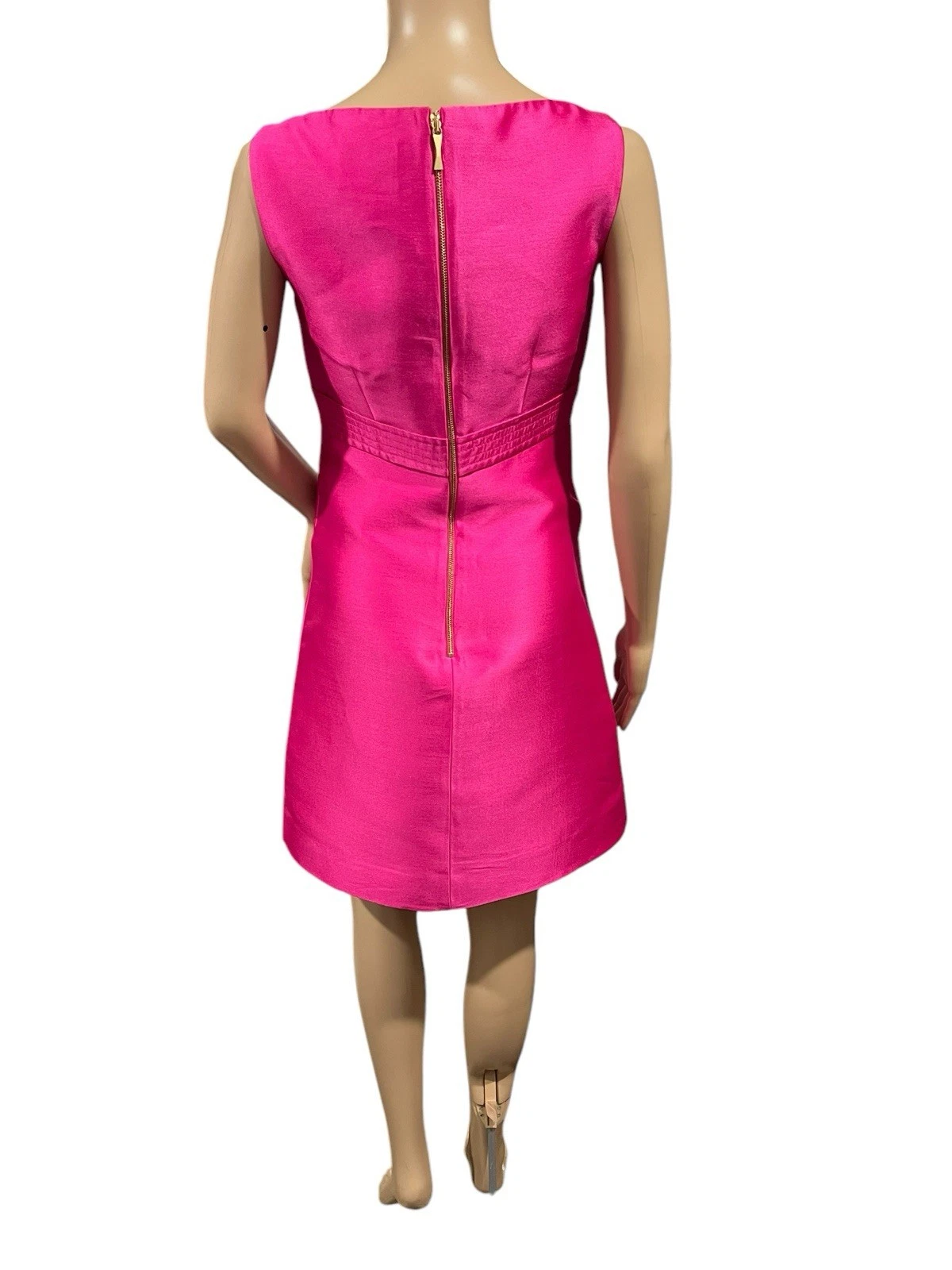 Abito donna Kate Spade New York origami linea A rosa fiocco taglia 2