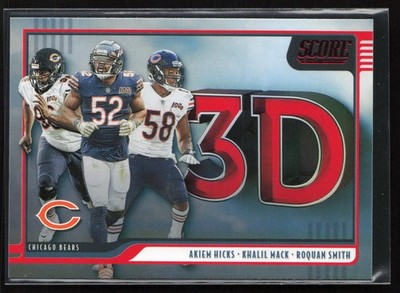 Akiem Hicks / Khalil Mack / Roquan Smith 2020 Score #3D-RKA 3D Red Chicago Bears