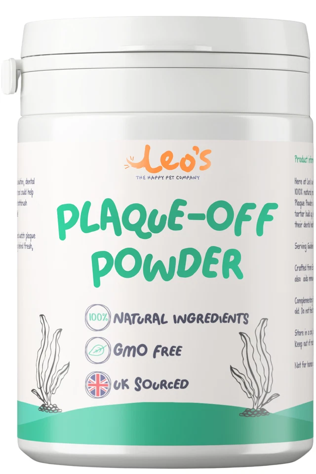 LEO'S | THE HAPPY PET CO. Leo's Plaque Off Powder for Dogs & Cats | 200g | Cat & Dog Breath Freshener
