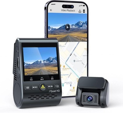 Dual Dash Cam, 2K 1440P 60fps+1080P 30fps Front and Rear Dash Camera