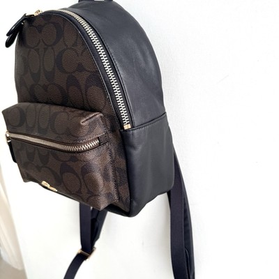 Coach Unisex Signature Brown and Black Charlie Backpack Bag COACH F58314 Coated Canvas Signature Charlie | Mercari main image 4