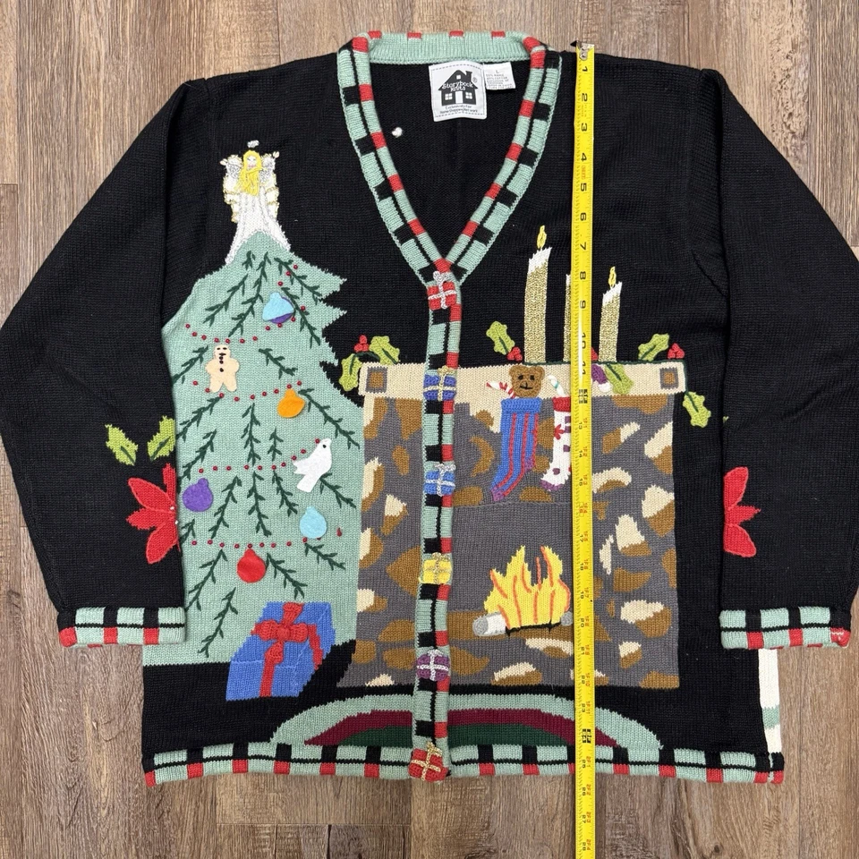 Cárdigan Suéter Vintage Libro de Cuentos Tejido Mujer Noche Antes de Navidad L Difícil de Encontrar Foto 4 de 4