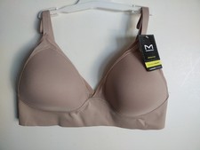 Maidenform Triangle Bralette Bra Womens XL LATTE Wireless Mesh Trim MBT105