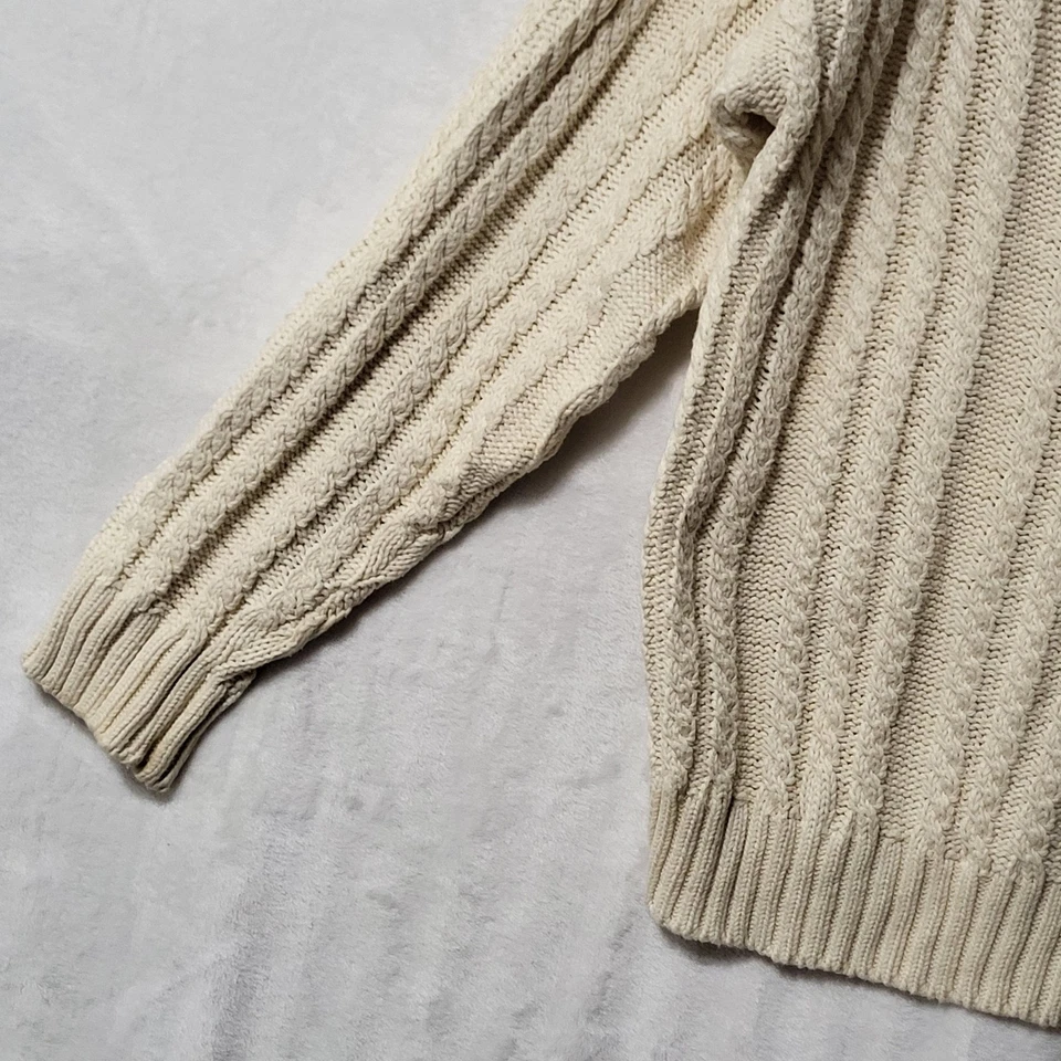 Vintage Eddie Bauer Sweater Mens Large Cable Knit V Neck Tennis Pullover 90s - Image 3 of 4