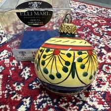 Deruta Pottery- 3,1/2’’ Christmas Ornament Geometric made/painted byhand Italy