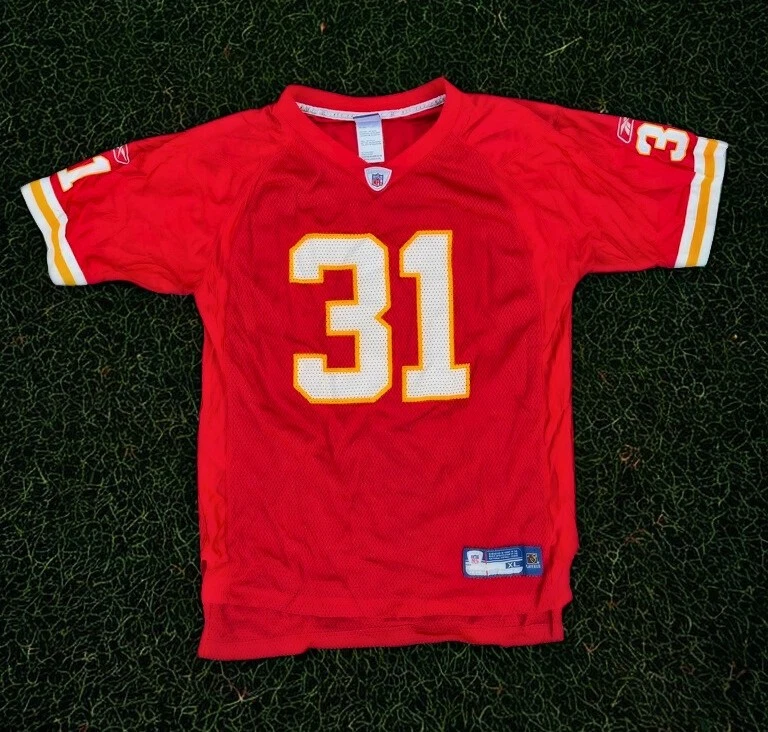 Camiseta vermelha Kansas City Chiefs Priest Holmes #31 Reebok Youth XL (18/20) em excelente estado usado - Imagem 2 de 4