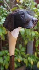 Dog Handle Wooden Walking Cane   Hand Carved Stick for Men  Women