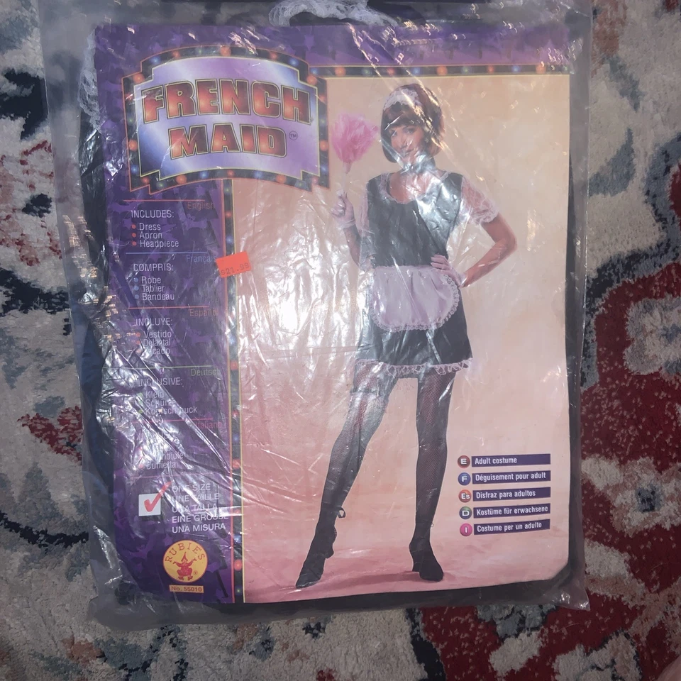 French Maid Dress, apron and headpiece Adult Costume Halloween - Image 2 of 4