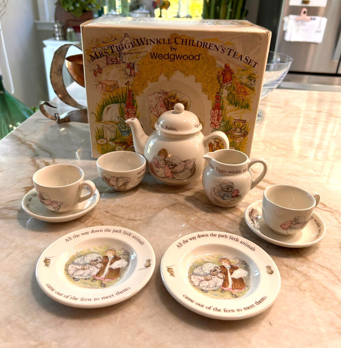 1980s Wedgwood Beatrix Potter Mrs Tiggy-Winkle Children's Tea Set