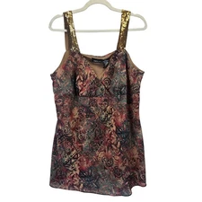 Mix it Woman Y2K Babydoll Tank Plus Size 3X Floral Embellished Going Out Top