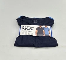 Soybu Men's 2-pack 4-Way Stretch Moisture Wicking Active Tee, Dark Blue/Blue, L