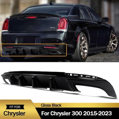 For 2015-2023 Chrysler 300 Gloss Black Rear Diffuser W/Rectangle Exhaust Opening