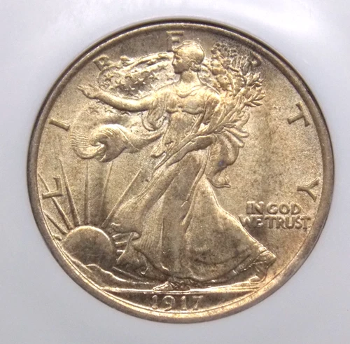 1917 "D" Walking Liberty SILVER Half Dollar *REVERSE* MM 50c NGC MS61 #001 ECC&C
