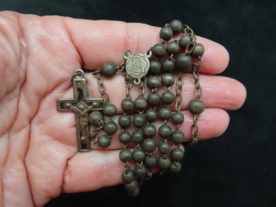Vintage FRENCH 1845-1851 Primitive Rosary Ebony Handmade Rosary  Immigration B