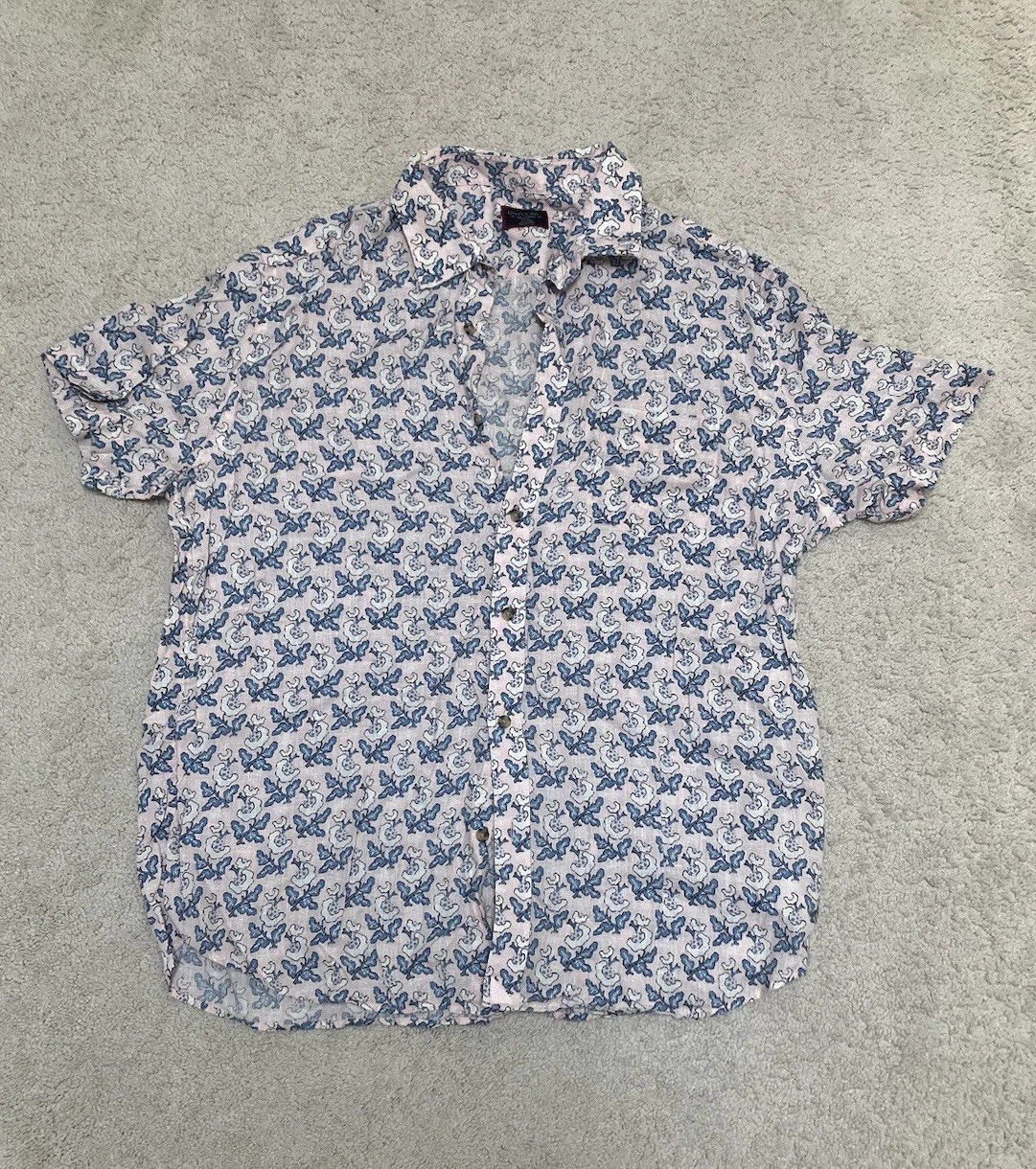 Untuckit Shirt Pink Blue Floral Linen XXL Pls Read