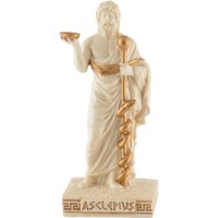 Miniatur Weiß-Gold Aesculap, Griechischer Gott Der Medizin Und Der Heilkunst
