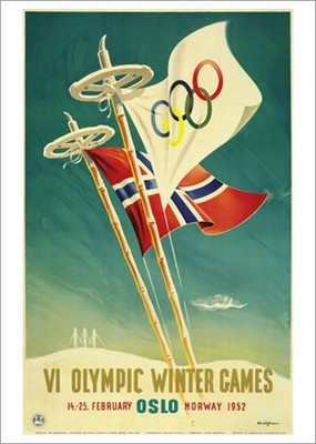 OSLO NORWAY 1952 Winter Olympic Games Official Olympic Museum 20x28 POSTER