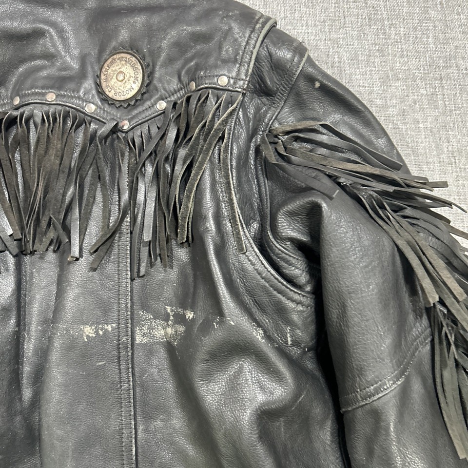 Harley Davidson Border Hawk Jacket Size Medium Mens Frills Leather ...