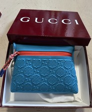 New Gucci Men Small GG scuba pouch Blue
