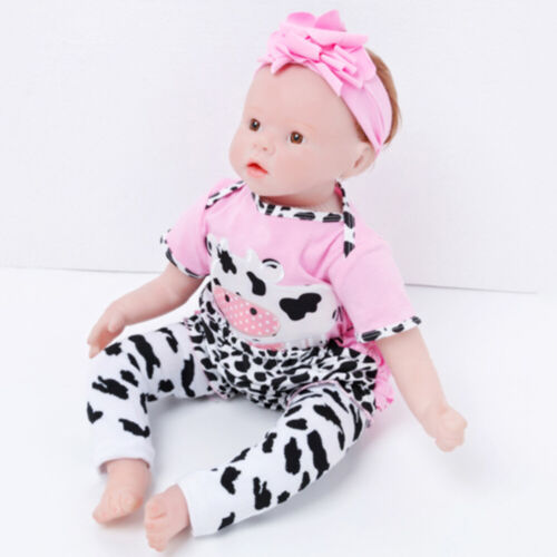 4Pcs Clothes Set Reborn Doll Girl Clothes Doll Pink Cow Set for 20-22" Doll - Picture 6 of 12