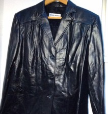 Gerry Weber Black Leather Blazer Jacket Sz 16