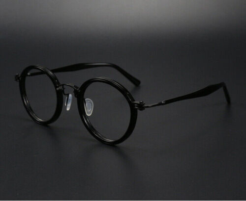 Hand Made Round Retro Eyeglass Frames Luxury Acetate+Pure Titanium Glasses - Picture 2 of 32