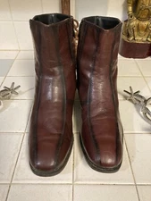 FLORSHEIM WINE LEATHER ZIP UP BEATLE HIPSTER SATURDAY DISCO FEVER BOOTS 9.5 D