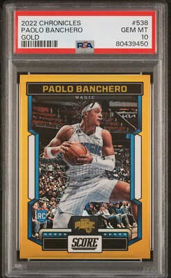 2022 Paolo Banchero Rookie RC Gold /10 PSA 10 RARE True Gold