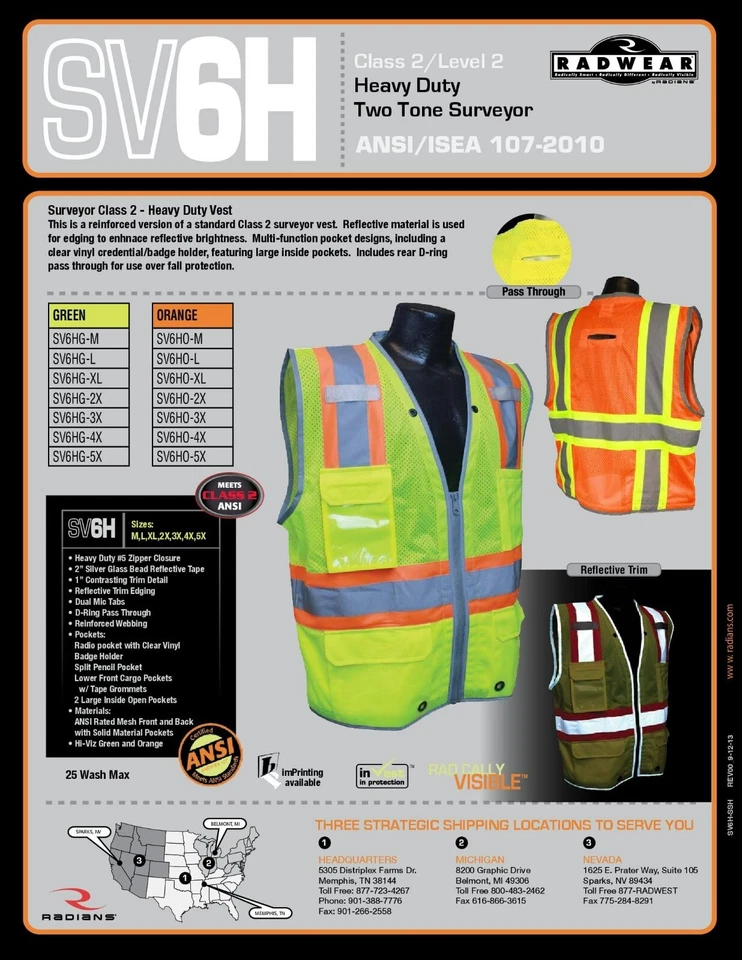 HIGH VISIBILITY HI VIS REFLECTIVE ANSI CLASS 2 SURVEYORS ROAD WORK SAFETY VEST - Image 3 of 4