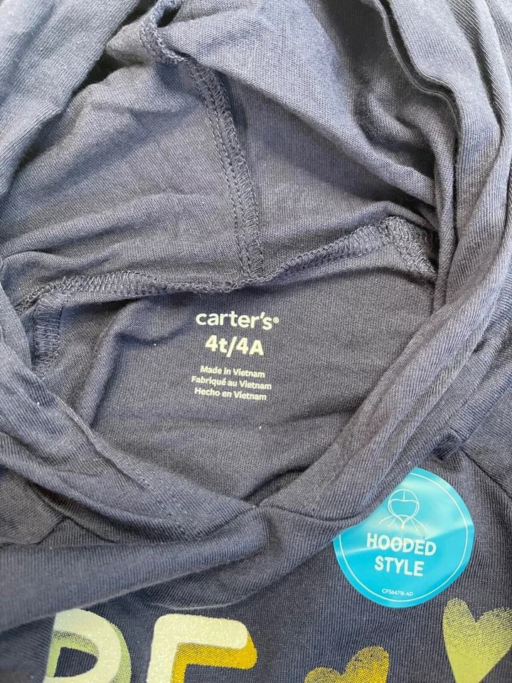 Suéter informal de manga larga con capucha para niñas pequeñas Carter's talla: 4T/4A púrpura Foto 4 de 4