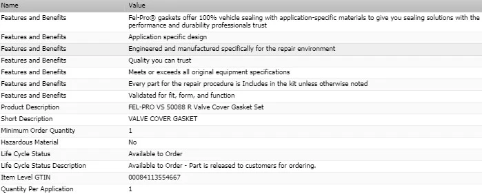 Juego de juntas de cubierta de válvula FEL-PRO para Chevrolet R10 Suburban 1987 V8-5,0 L Foto 2 de 4