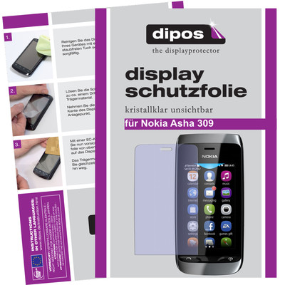 2x Schutzfolie für Nokia Asha 309 klar Displayschutzfolie unsichtbar Passgenau