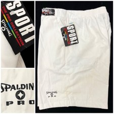 NOS Vtg 80's Spalding Sport Pro WHITE Athletic Basketball Tennis Casual Shorts