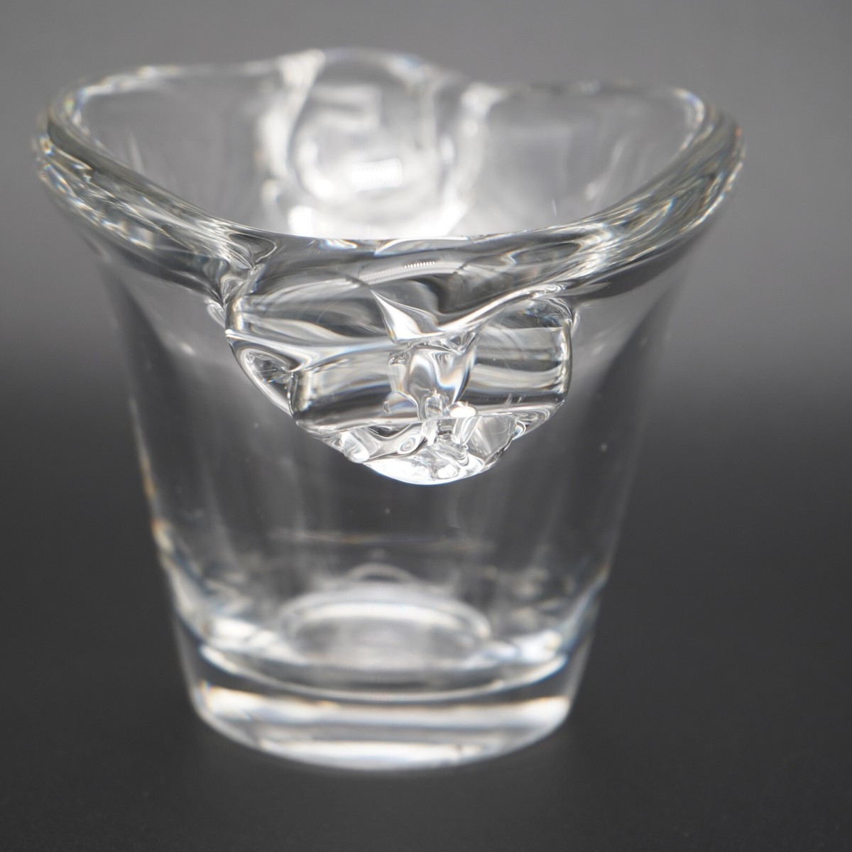 Daum Nancy France signed clear crystal vintage vase 9.5