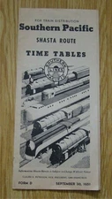 1951 Southern Pacific Railroad Shasta Route Timetables old vintage